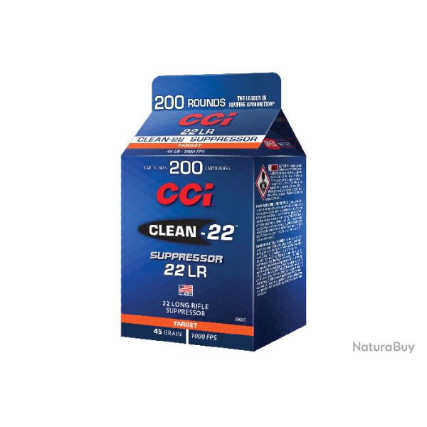 Balles CCI Clean- 22 Suppressor - Cal. 22LR - Boite de 200 - Par 1