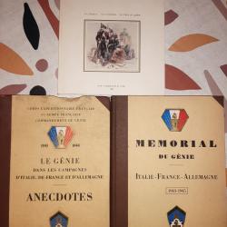 Lot de 3 livres sur le G&eacute;nie 1943 1945 Italie France Allemagne