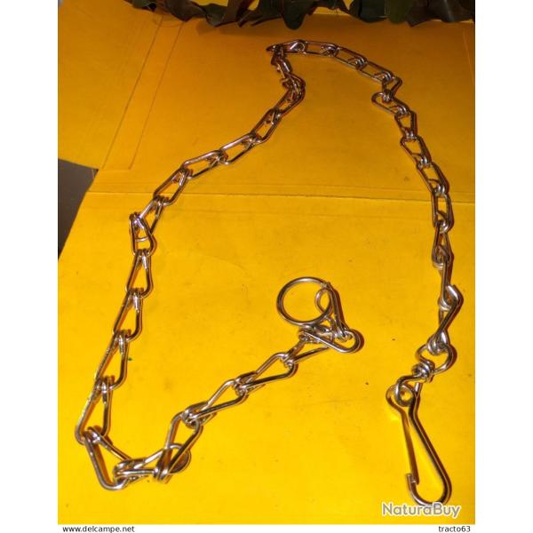CHAINE AVEC MOUSQUETON TOURNANT D'UNE LONGUEUR TOTALE DE 110 CM  , FABRICATION FRANCAISE , BON ETAT