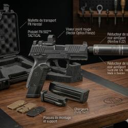Pack pistolet FN HERSTAL FN 502 cal.22lr noir + point rouge vector Frenzy FM + silencieux Aimsport