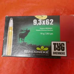 Boite de 20 cartouches BRENNEKE 9.3 X 62 mm TUG 19g/293grs