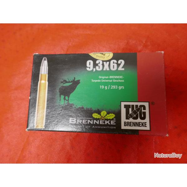 Boite de 20 cartouches BRENNEKE 9.3 X 62 mm TUG 19g/293grs