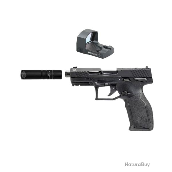 Pack pistolet TAURUS cal.22lr tx22 toro+ Vector frenzy FM+silencieux aimsport (aim003+ve00127)