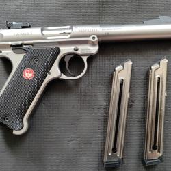Pistolet RUGER MARK IV Target Inox 5"1/2 Filet&eacute; 1/2x28 calibre 22 Lr