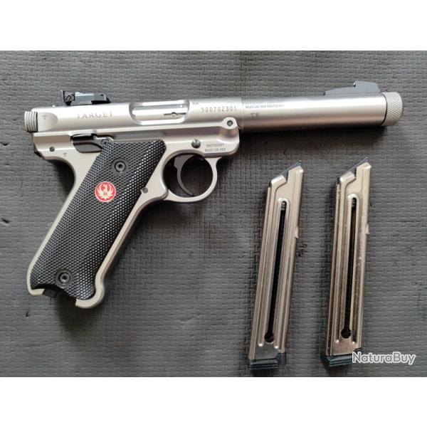 Pistolet RUGER MARK IV Target Inox 5"1/2 Filet� 1/2x28 calibre 22 Lr