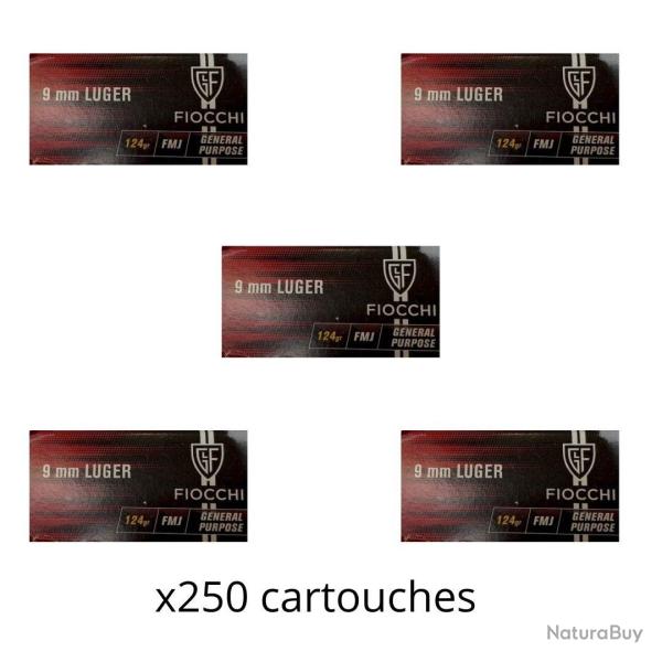 Munitions FIOCCHI cal.9mm para fmj 124gr par 250