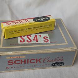 WW2/POST US PAQUET DE LAMES DE RASOIR AM&Eacute;RICAIN " SCHICK CUSTOM " NEUVE DANS SA BO&Iuml;TE D'EMBALLAGE