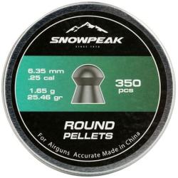 PLOMBS RONDS SNOWPEAK , CALIBRE: 6,35 , 1,65g. Lot de 2 Boites de 350 Pcs.