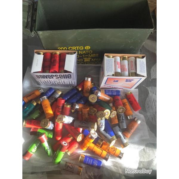 +  100 cartouche   chasse, trap,bourejupe,toutemarque,cal12,pl7,5,24,28,32g,boite cadeau,port offert