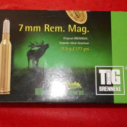 Boite de 20 cartouches BRENNEKE 7mm Rem Mag  TIG 11.5g/177grs