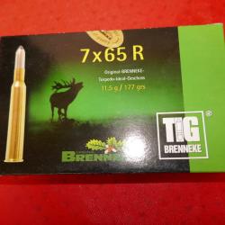 Boite de 20 cartouches BRENNEKE 7x65 mm  TIG 11.5g/177grs
