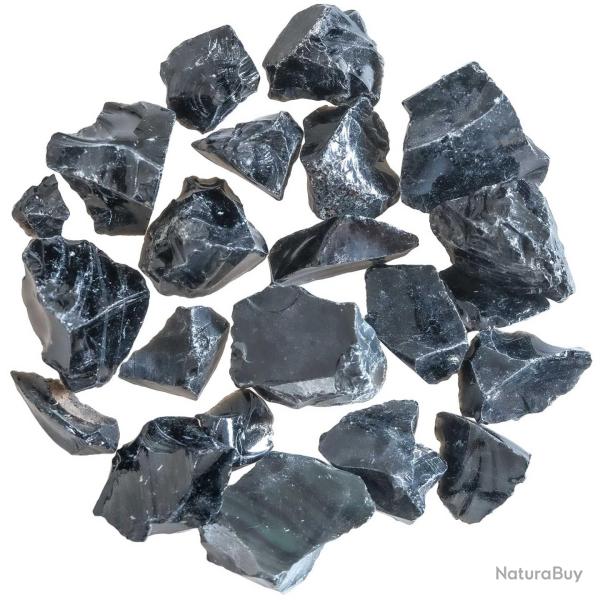 Pierres brutes obsidienne noire - 2 � 4 cm - 200 grammes