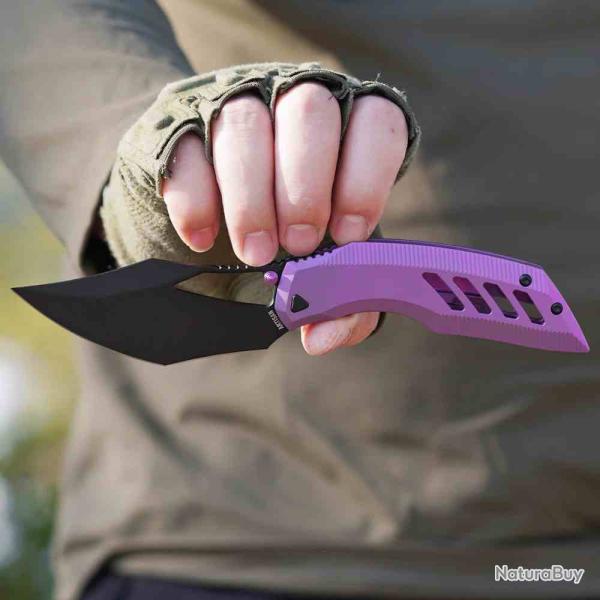 Couteau Artisan Cutlery Dark Wing Lame Clip Point Acier S35VN Black Manche Titane Violet ATZ1887GBPU