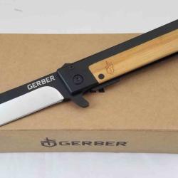 Couteau Gerber Quadrant Lame Sheepsfoot Acier 7Cr17MoV Two-Tone Manche Acier Noir/Bambou G2009259