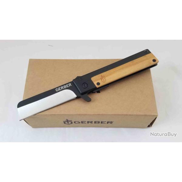Couteau Gerber Quadrant Lame Sheepsfoot Acier 7Cr17MoV Two-Tone Manche Acier Noir/Bambou G2009259