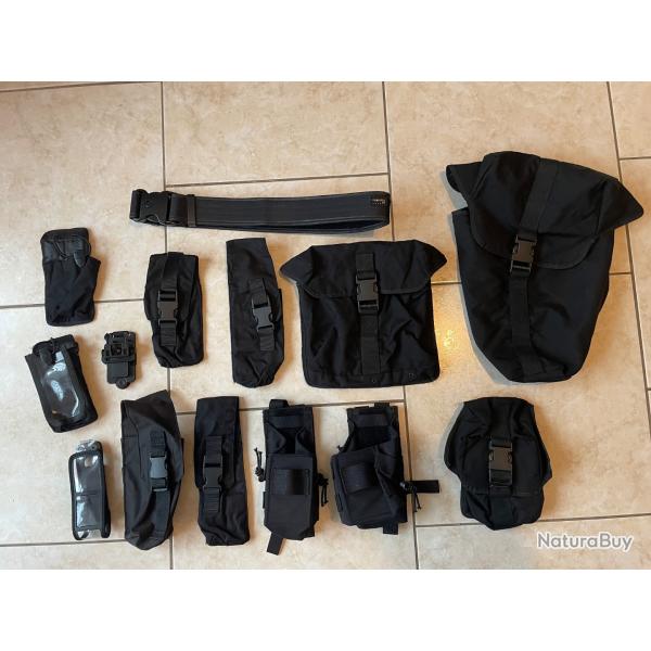 Lot: poches tactiques portes radios ceinturon...
