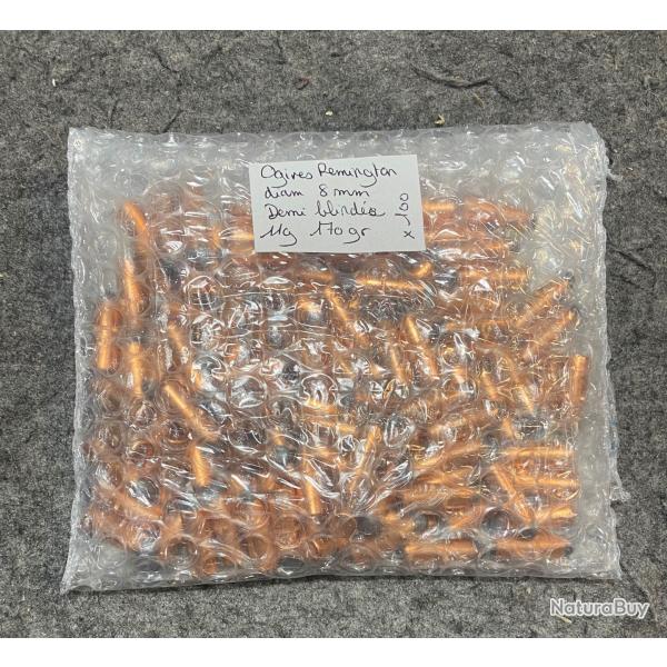 Lot de 100 ogives 8mm Remington demi blind�e 11gr 170 grains