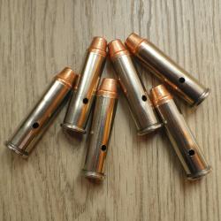 Six Cartouches - 357 MAG -  neutralis&eacute;es, douilles nickel&eacute;es, ogives SWC cuivr&eacute;es