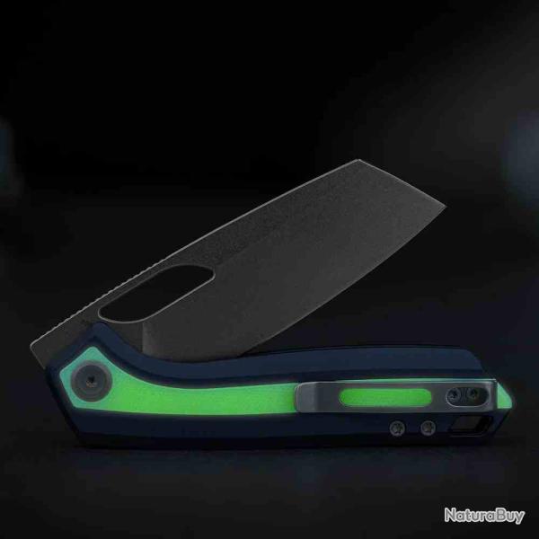 Couteau Vosteed Kroc Lame Reverse Tanto Acier S35VN SW Manche Alu Dark Slate Blue G10 Fluo VOSA1814