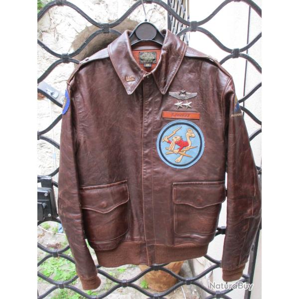 rare blouson de pilote de chasse  cuir type a2 complet