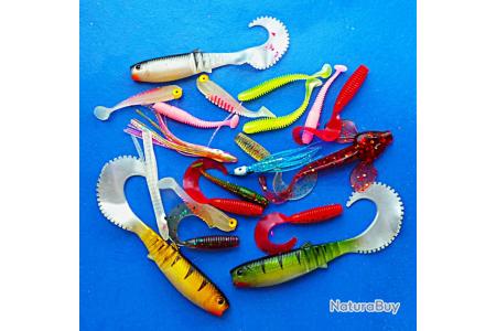 Leurres Souples Queue Frisée PVC - Lot Leurres Artificiels Pour Pêche Achigan Et Carnassiers