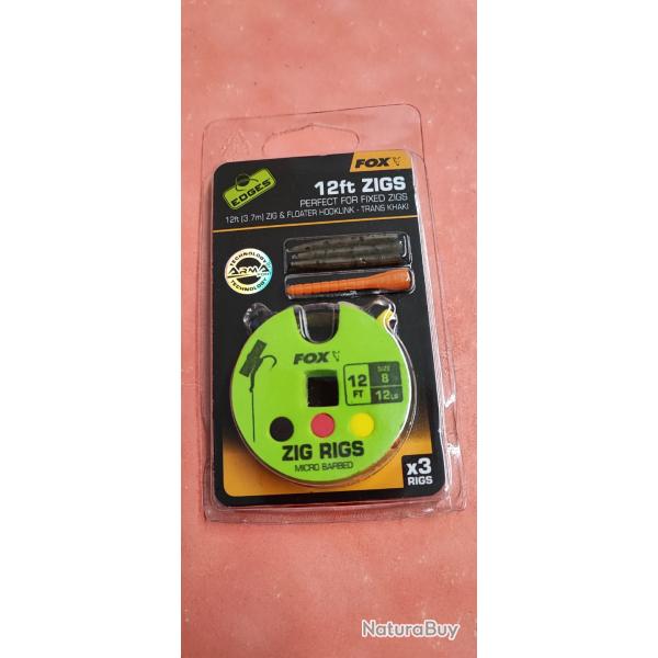 3 BAS DE LIGNE ZIG 12FT - N�8 - 12LB - FOX
