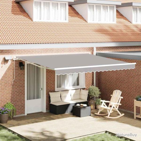 Auvent R�tractable Gris clair 400 � 300 cm Tissu et acier