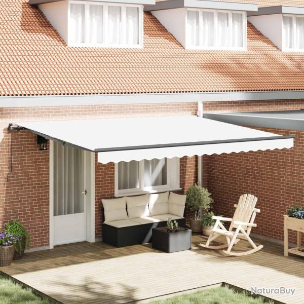 Auvent R�tractable Blanc 450 � 350 cm Polyester et Acier