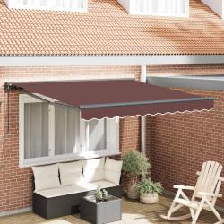 Cadre d'auvent Marron 350 x 250 cm Polyester avec rev&ecirc;tement PU