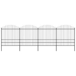 Cl&ocirc;ture de jardin avec dessus en forme de lance en acier 714,5 x 200 cm Noir