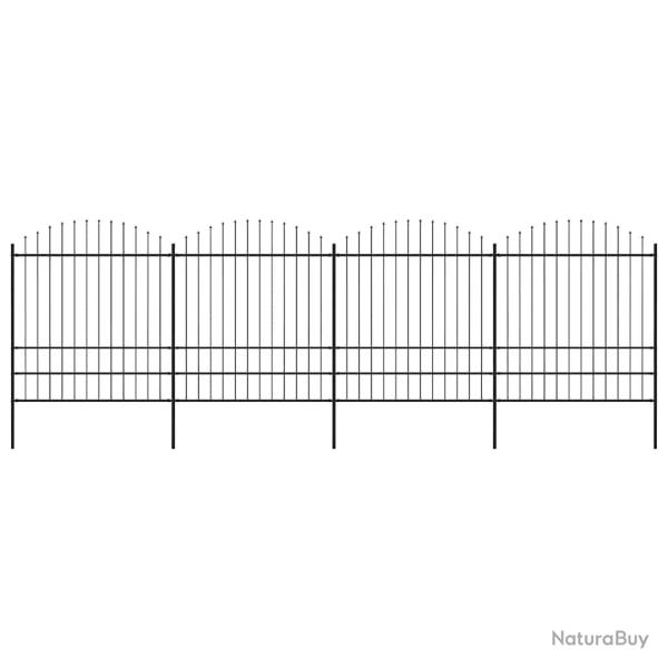 Cl�ture de jardin avec dessus en forme de lance en acier 714,5 x 200 cm Noir