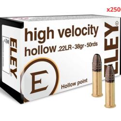 MUNITIONS ELEY CALIBRE 22LR HIGH VELOCITY HOLLOW POINT 38gr - 2.5g x2500 