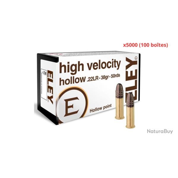 MUNITIONS ELEY CALIBRE 22LR HIGH VELOCITY HOLLOW POINT 38gr - 2.5g x5000 
