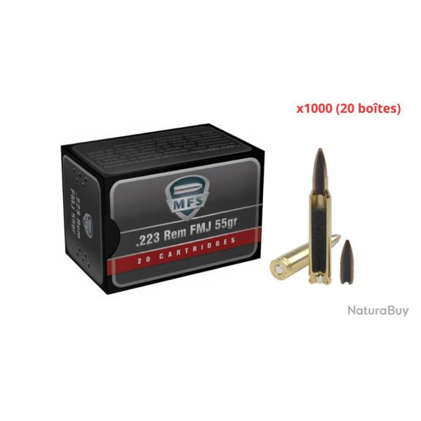 MUNITIONS MFS CALIBRE 223 REM FMJ 55gr - 3.6g x1000 