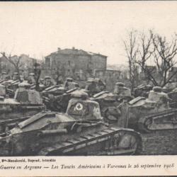 Carte Postale - La Guerre en Argonne - Les Tanks Am&eacute;ricains &agrave; Varennes le 26 -N&deg;7733