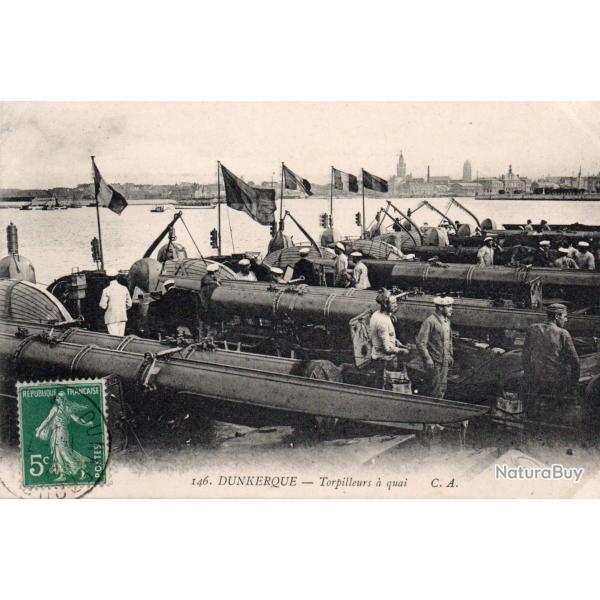 Carte Postale Ancienne - Dunkerque - Torpilleurs � quai -N�7736