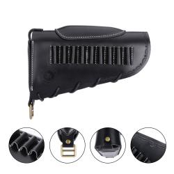 Repose-Joue Cuir Tourbon Porte Cartouches 9 Munitions Crosse Fusil Carabine Chasse Confort R&eacute;glable