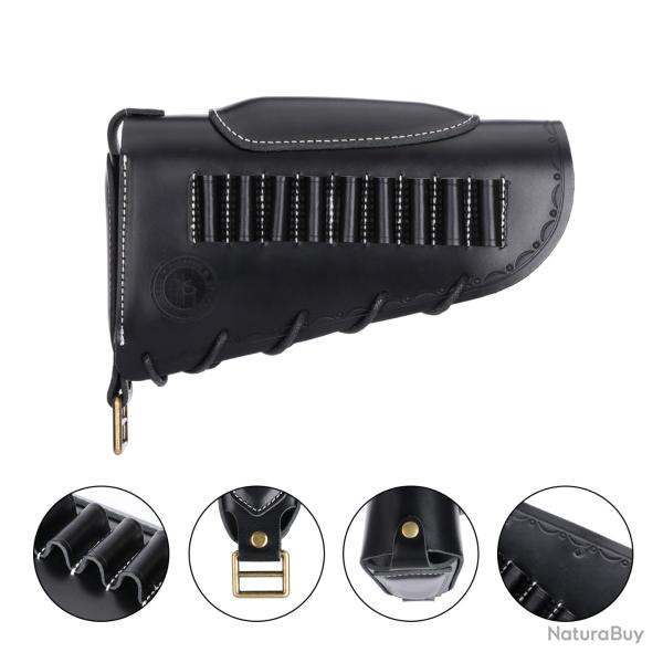 Repose-Joue Cuir Tourbon Porte Cartouches 9 Munitions Crosse Fusil Carabine Chasse Confort R�glable