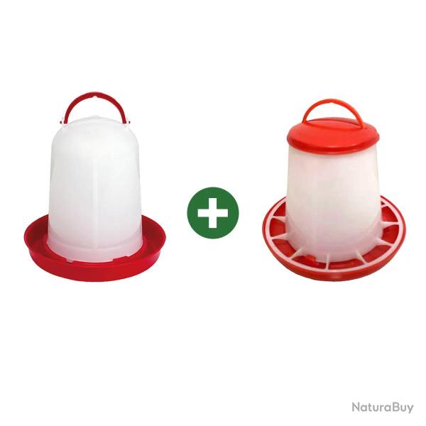 Abreuvoir 3L + Mangeoire 3kg - avec poign�e
