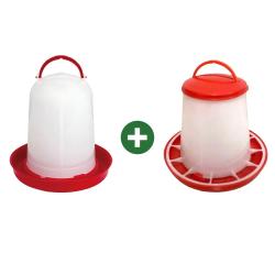 Abreuvoir 5L + Mangeoire 6kg - avec poign&eacute;e