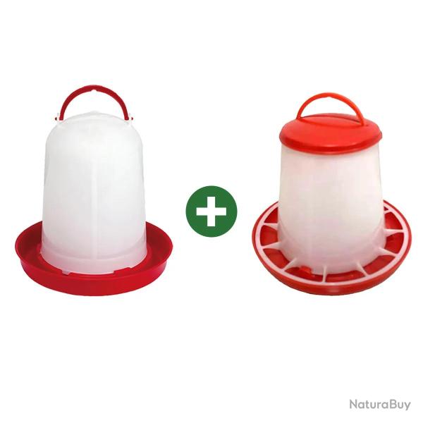 Abreuvoir 5L + Mangeoire 6kg - avec poign�e