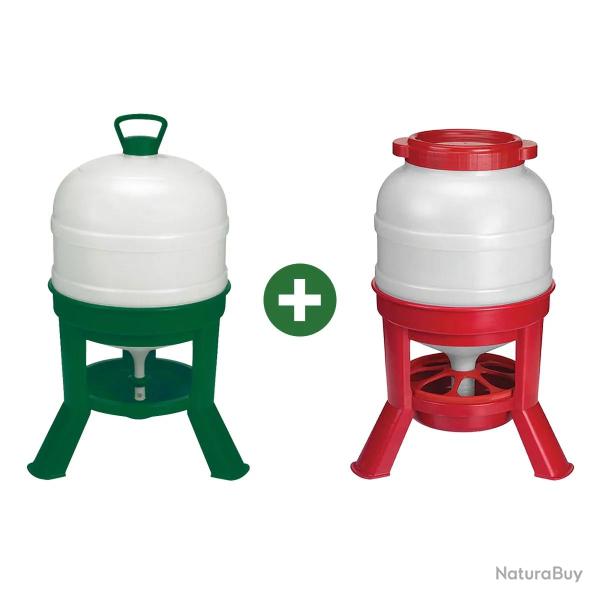 1 Abreuvoir 30L + 1 Mangeoire 23kg - sur pieds
