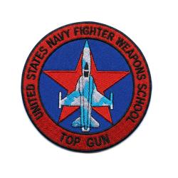 US NAVY -Patch brod&eacute; Fighter weapons school TOP GUN ( Diam&egrave;tre 100 mm )