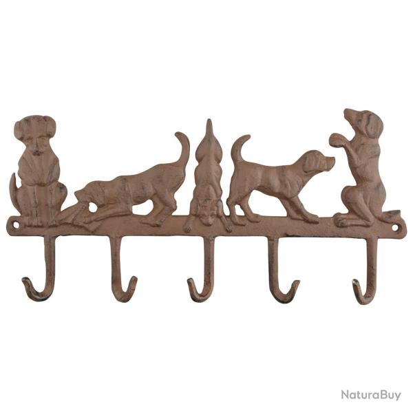 Crochet mural 5 chiens en fonte