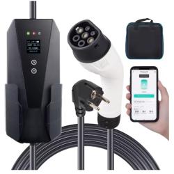 Chargeur EV Portable Type 2 16A 3.68kW et 25 pieds c&acirc;ble de chargement CEE 7/7 prise &eacute;cran LCD