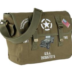 Sac Musette Kaki &agrave; bandouli&egrave;re en toile Willys USA