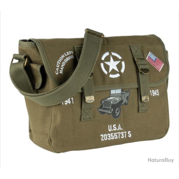 Sac Musette Kaki � bandouli�re en toile Willys USA
