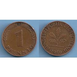 Allemagne 1 Pfennig 1950 Mint F RFA Piece Deutsche Mark