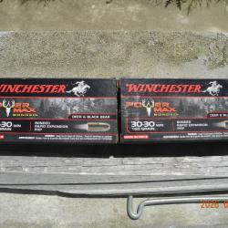 2 BOITES de 20 Munitions Winchester Power max bonded  30-30 Win