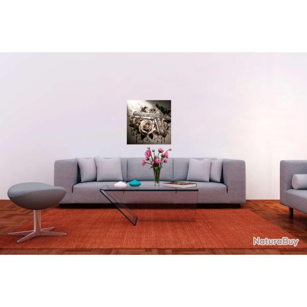Peinture en aquarelle sur toile acrylique / Romance noire  / (60x60) cm